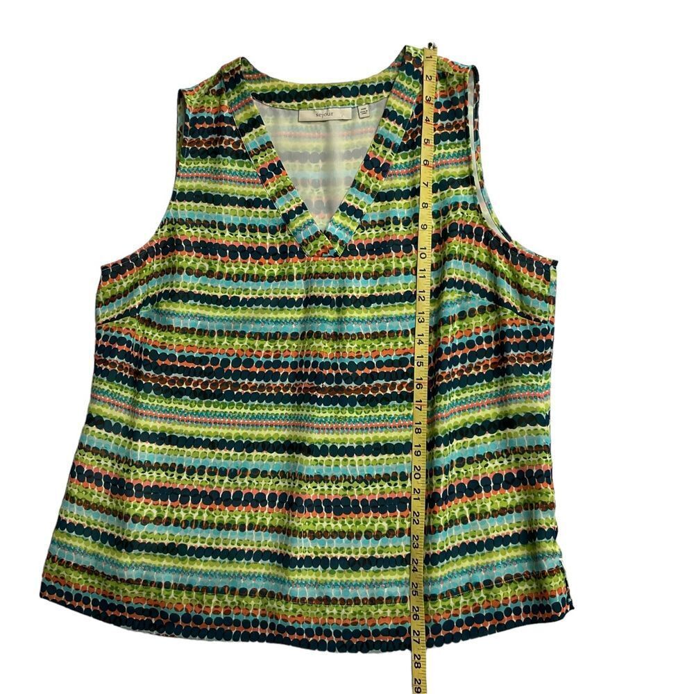 Sejour Women's Size‎ 14W Top Blouse Sleeveless Green Chiffon Work Office Chic - Picture 8 of 11